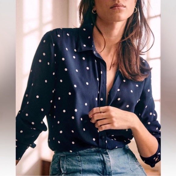 Sezane Tops - Sezane Ann Shirt Polka Dots 100% Silk Size 38 or US 6